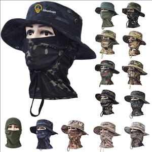 Camouflage Rounded Hat with Sun Protection Scarf